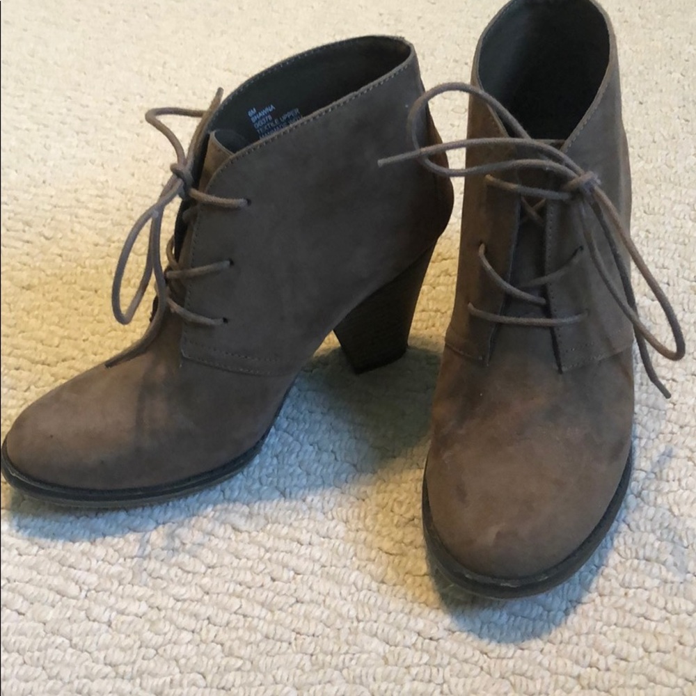 Brown suede lace up booties